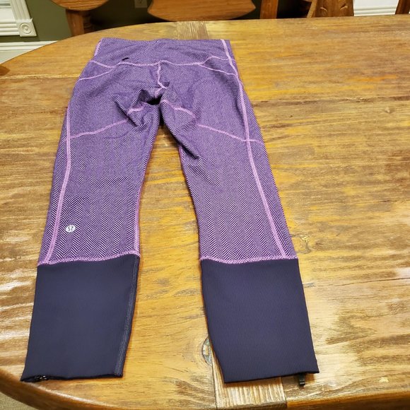 Lululemon Rebel Runner Crop Herringbone Purple Size 4 Leggings Women - Picture 3 of 8